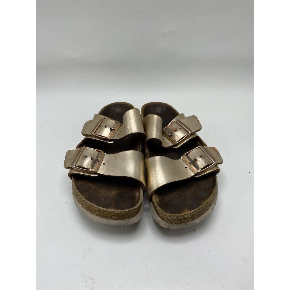 Birkenstock Sandals Women 6- 6.5 / EU 37 Arizona Birko-Flor Gold Slides 4011 - Picture 3 of 11